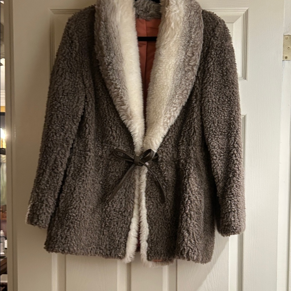 Elegant Brown Vintage and Cream Teddy Jacket